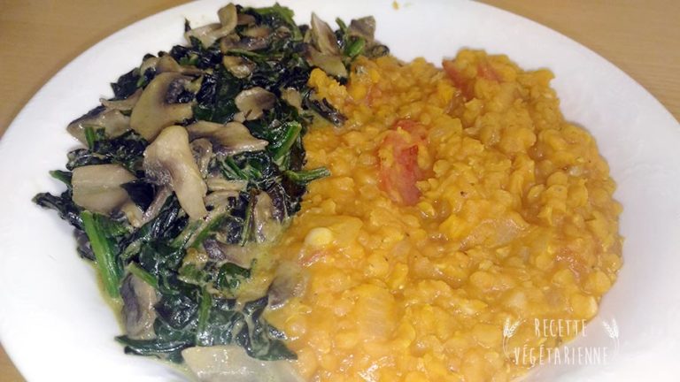 Dahl de lentille corail, lait de coco, curry - Recette Végétarienne